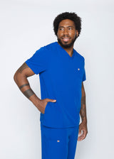 Venice Three-Pocket Mens Royal Blue Scrub Top