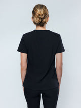 Rose One-Pocket Womens Black Scrub Top