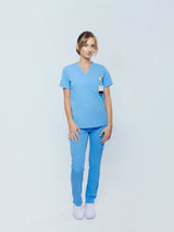 Rose One-Pocket Womens Ceil Blue Scrub Top