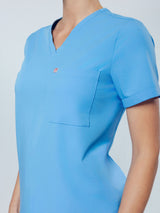 Rose One-Pocket Womens Ceil Blue Scrub Top