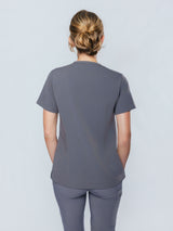 Rose One-Pocket Womens Charcoal Scrub Top
