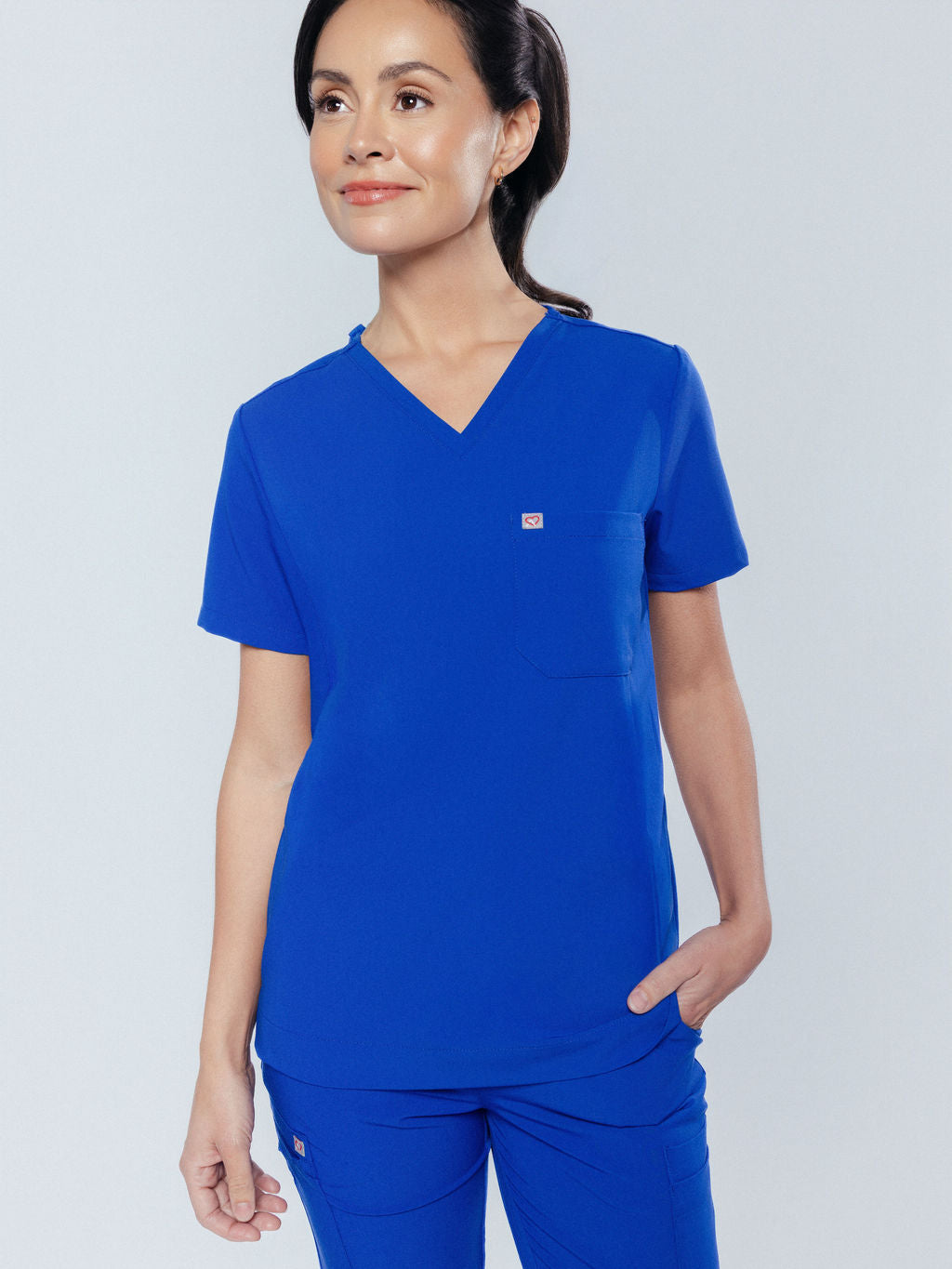 Rose One-Pocket Womens Galaxy Blue Scrub Top
