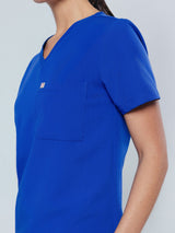 Rose One-Pocket Womens Galaxy Blue Scrub Top