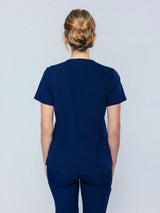 Rose One-Pocket Womens Navy Scrub Top