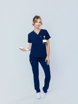 Rose One-Pocket Womens Navy Scrub Top