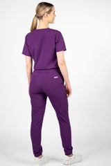 Rose One-Pocket Womens Purple Scrub Top