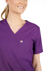 Rose One-Pocket Womens Purple Scrub Top