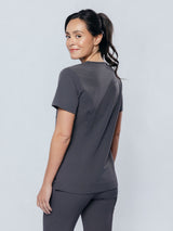 Rose One-Pocket Womens Pewter Scrub Top