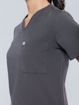 Rose One-Pocket Womens Pewter Scrub Top