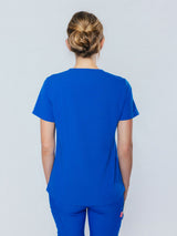 Rose One-Pocket Womens Royal Blue Scrub Top