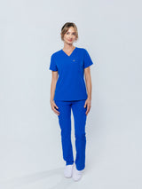 Rose One-Pocket Womens Royal Blue Scrub Top
