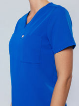 Rose One-Pocket Womens Royal Blue Scrub Top