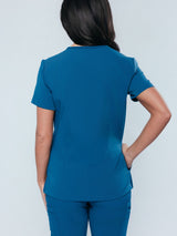Iris Five-Pocket Women's Caribbean Blue Scrub Top