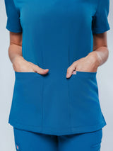 Iris Five-Pocket Women's Caribbean Blue Scrub Top