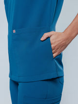Iris Five-Pocket Women's Caribbean Blue Scrub Top