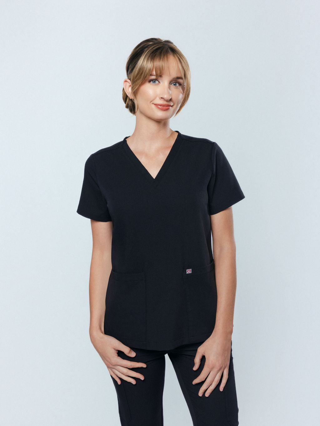 Iris Five-Pocket Women's Black Scrub Top