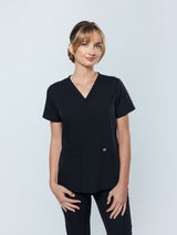 Iris Five-Pocket Women's Black Scrub Top