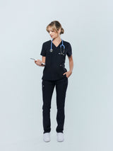 Iris Five-Pocket Women's Black Scrub Top