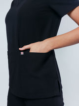 Iris Five-Pocket Women's Black Scrub Top