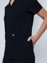 Iris Five-Pocket Women's Black Scrub Top