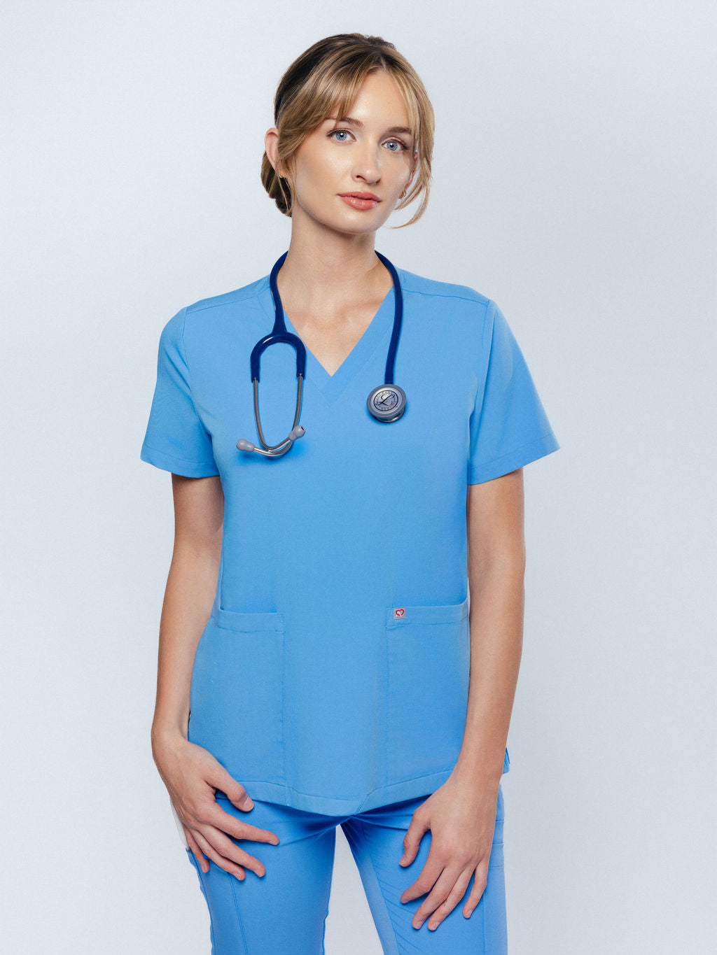 Iris Five-Pocket Women's Ceil Blue Scrub Top
