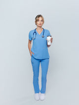 Iris Five-Pocket Women's Ceil Blue Scrub Top