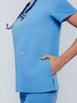 Iris Five-Pocket Women's Ceil Blue Scrub Top