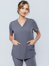 Iris Five-Pocket Women's Charcoal Scrub Top
