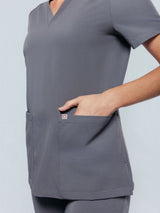 Iris Five-Pocket Women's Charcoal Scrub Top