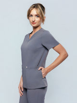 Iris Five-Pocket Women's Charcoal Scrub Top