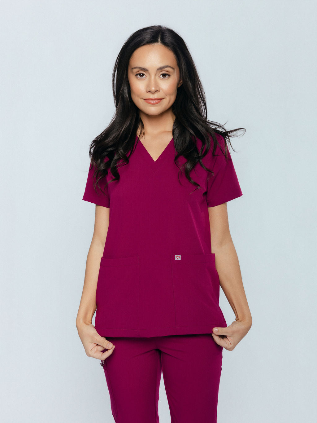 Iris Five-Pocket Women's Maroon Scrub Top