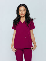 Iris Five-Pocket Women's Maroon Scrub Top
