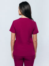 Iris Five-Pocket Women's Maroon Scrub Top