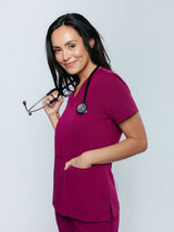 Iris Five-Pocket Women's Maroon Scrub Top