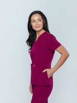 Iris Five-Pocket Women's Maroon Scrub Top