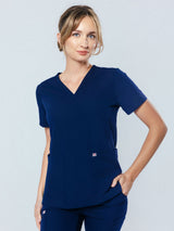 Iris Five-Pocket Women's Navy Scrub Top