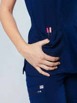 Iris Five-Pocket Women's Navy Scrub Top