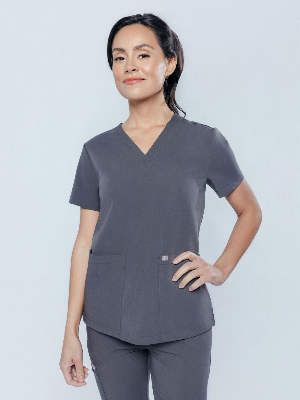 Iris Five-Pocket Women's Pewter Scrub Top