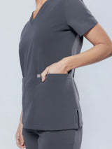 Iris Five-Pocket Women's Pewter Scrub Top
