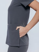 Iris Five-Pocket Women's Pewter Scrub Top