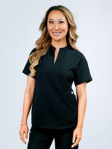 Orchid Three-Pocket Women's Black Scrub Top