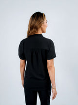 Orchid Three-Pocket Women's Black Scrub Top