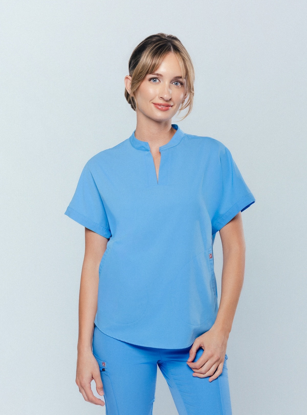 Orchid Three-Pocket Women's Ceil Blue Scrub Top