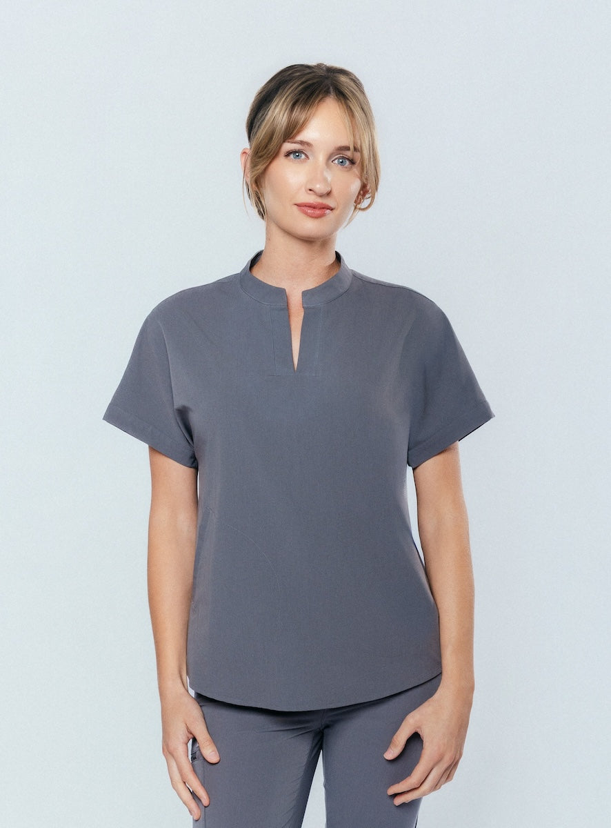 Orchid Three-Pocket Women's Charcoal Scrub Top