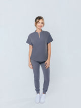 Orchid Three-Pocket Women's Charcoal Scrub Top