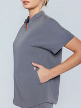 Orchid Three-Pocket Women's Charcoal Scrub Top