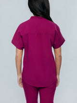 Orchid Three-Pocket Women's Maroon Scrub Top