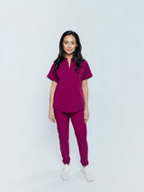 Orchid Three-Pocket Women's Maroon Scrub Top