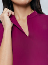 Orchid Three-Pocket Women's Maroon Scrub Top