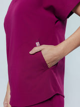 Orchid Three-Pocket Women's Maroon Scrub Top